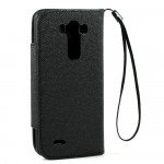 Wholesale LG G3 Flip Leather Wallet Case with Strap (Black)
